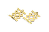 Brass Ethnic Charm, 12 Raw Brass Ethnic Motif Charms With 1 Loop, Earring Charms (20x14x0.60mm) A3628