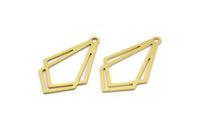 Brass Diamond Charm, 12 Raw Brass Diamond Shaped Charms With 1 Loop, Pendant Findings (29x18x0.60mm) A3610