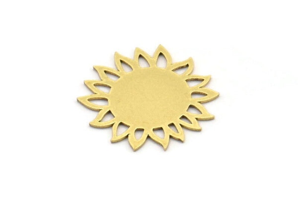 Brass Flower Charm, 12 Raw Brass Sunflower Shaped Charms, Earring Charms (21x19x0.60mm) A3596