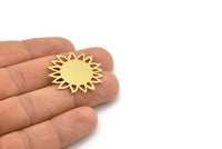 Brass Flower Charm, 4 Raw Brass Sunflower Shaped Charms, Earring Charms (31x29x0.60mm) A3597