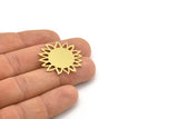 Brass Flower Charm, 4 Raw Brass Sunflower Shaped Charms, Earring Charms (31x29x0.60mm) A3597