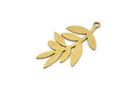 Brass Leaf Charm, 12 Raw Brass Leaf Charms With 1 Loop, Charm Pendants (27x16x0.60mm) A3566