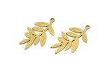 Brass Leaf Charm, 12 Raw Brass Leaf Charms With 1 Loop, Charm Pendants (27x16x0.60mm) A3566