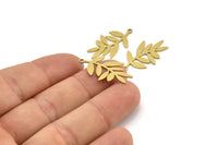 Brass Leaf Charm, 12 Raw Brass Leaf Charms With 1 Loop, Charm Pendants (27x16x0.60mm) A3566