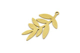 Brass Leaf Charm, 10 Raw Brass Leaf Charms With 1 Loop, Charm Pendants (32x20x0.60mm) A3663