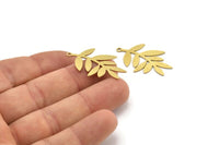 Brass Leaf Charm, 10 Raw Brass Leaf Charms With 1 Loop, Charm Pendants (32x20x0.60mm) A3663