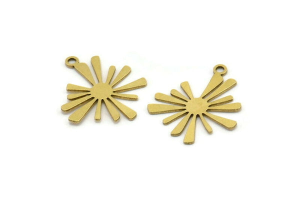 Brass Sun Charm, 12 Raw Brass Sun Charms With 1 Loop, Charm Pendants (20x17x0.60mm) A3553