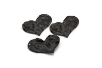 Black Heart Charm, 8 Oxidized Black Brass Heart Charms With 1 Hole, Earrings, Pendants, Findings (30x20x0.60mm) D0768