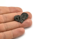 Black Heart Charm, 8 Oxidized Black Brass Heart Charms With 1 Hole, Earrings, Pendants, Findings (30x20x0.60mm) D0768