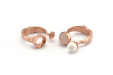 Adjustable Ring Settings, 1 Rose Gold Plated Adjustable Rings with 2 Stone Settings - Pad Size 10mm N0232 Q0246