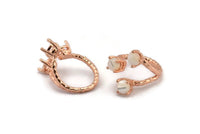 Adjustable Ring Settings - 2 Rose Gold Lacquer Plated Brass 4 Claw Ring Blank with 3 Prong Settings - Pad Size 6mm N0325