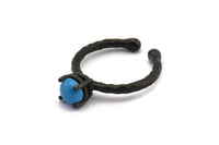 Adjustable Ring Settings - 4 Oxidized Brass Black 4 Claw Ring Blanks - Pad Size 6mm N0318