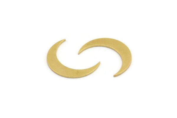 Brass Moon Blank, 24 Raw Brass Crescent Moon Shaped Blanks, Findings (18x4x0.60mm) A4008