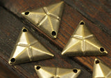 Antique Bronze Triangle, 30 Antique Bronze Cambered Triangles with 2 Holes, Jewelry Findings (14x14x14mm) Pen 3065