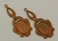 Vintage Brass Pendant, 1 Vintage Copper Plated Brass Pendant Base (42x20mm) (14x10mm)