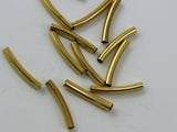 Brass Curved Tube - 50 Raw Brass Curved Tube Findings (19x3mm) Brs 494 A0719