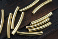 Brass Curved Tube - 50 Raw Brass Curved Tube Findings (19x3mm) Brs 494 A0719