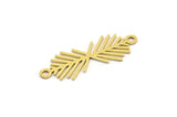 Brass Leaf Charm, 24 Raw Brass Leaf Charms With 2 Loops, Connectors, Bracelet Connector, Necklace Findings (25x9x0.60mm) A4349