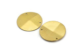 Round Pyramid Blank, 6 Raw Brass Round Pyramid Pendants With 2 Holes (35x0.80mm) A0944