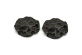 Black Wavy Disc, 6 Oxidized Black Brass Wavy Disc Charms With 1 Hole, Earrings, Pendants, Findings (23x23x0.60mm) D0732 S976