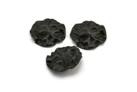 Black Wavy Disc, 6 Oxidized Black Brass Wavy Disc Charms With 1 Hole, Earrings, Pendants, Findings (23x23x0.60mm) D0732 S976