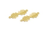 Brass Leaf Charm, 24 Raw Brass Leaf Charms With 2 Loops, Connectors, Bracelet Connector, Necklace Findings (25x9x0.60mm) A4349