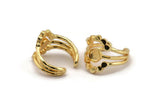 Gold Ring Setting, Gold Plated Brass Adjustable Ring With 1 Stone Settings - Pad Size 6mm N1265