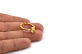 Gold Ring Setting, Gold Plated Brass Oval Ring With 1 Stone Setting - Pad Size 5x7mm N1557