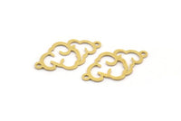 Brass Cloud Charm, 24 Raw Brass Cloud Shaped Charms With 2 Loops, Bracelet Connectors, Bracelet Parts (24x13x0.60mm) A4630