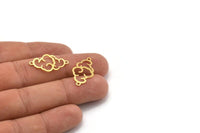 Brass Cloud Charm, 24 Raw Brass Cloud Shaped Charms With 2 Loops, Bracelet Connectors, Bracelet Parts (24x13x0.60mm) A4630