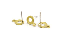 Brass Circle Earring, 12 Raw Brass Circle Stud Earrings With 1 Loop (11x8x0.80mm) M041 A1489