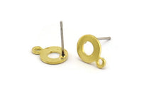 Brass Circle Earring, 12 Raw Brass Circle Stud Earrings With 1 Loop (11x8x0.80mm) M041 A1489