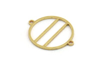 Brass Round Charm, 24 Raw Brass Round Shaped Charms With 2 Loops, Charm Pendants, Bracelet Parts, Connectors (26x21x1mm) A4750