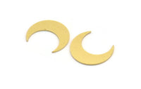 Brass Moon Blank, 24 Raw Brass Crescent Moon Shaped Blanks, Findings (16x5x0.60mm) A5105