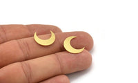 Brass Moon Blank, 24 Raw Brass Crescent Moon Shaped Blanks, Findings (16x5x0.60mm) A5105