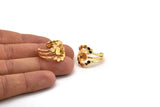 Gold Ring Setting, Gold Plated Brass Adjustable Ring With 1 Stone Settings - Pad Size 6mm N1265