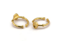 Gold Ring Setting, Gold Plated Brass Oval Ring With 1 Stone Setting - Pad Size 5x7mm N1557