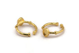 Gold Ring Setting, Gold Plated Brass Oval Ring With 1 Stone Setting - Pad Size 5x7mm N1557