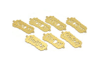 Brass Days Charm, Raw Brass Days Of The Week Written Charms With 2 Loops, Written Connectors, Findings, Bracelet Parts (36.5x15x0.60mm)