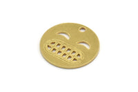 Brass Emoji Charm, 8 Raw Brass Emoji Face Charms With 1 Hole, Grimace Face Emoji, Findings (18x0.80mm) A5610