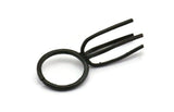 Claw Ring Blank, 2 Oxidized Black Plated Brass 4 Claw Ring Blanks For Natural Stones N0044