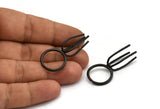 Claw Ring Blank, 2 Oxidized Black Plated Brass 4 Claw Ring Blanks For Natural Stones N0044