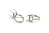 Claw Ring Blank, 2 Antique Silver Plated Brass Ring Settings with 4 Claws, Ring Blanks N0284