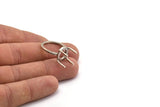 Claw Ring Blank, 2 Antique Silver Plated Brass Ring Settings with 4 Claws, Ring Blanks N0284