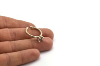 Silver Adjustable Ring, 2 Antique Silver Plated Brass 4 Claw Ring Blanks - Pad Size 6mm N0318