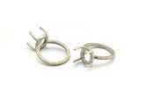 Claw Ring Blank, 2 Antique Silver Plated Brass Ring Settings with 4 Claws, Ring Blanks N0105-16.5