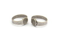 Silver Ring Setting, 4 Antique Silver Plated Brass Adjustable Ring Settings (18-19mm) Mn51 Q0500