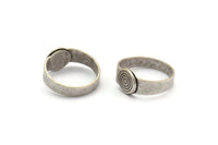 Silver Ring Setting, 4 Antique Silver Plated Brass Adjustable Ring Settings (18-19mm) Mn51 Q0500