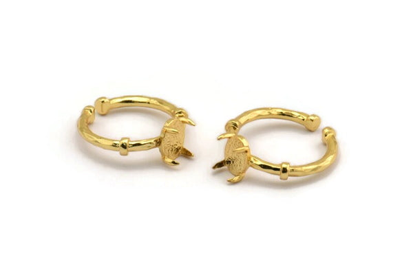 Gold Ring Settings, Gold Plated Brass Adjustable 4 Claw Ring - Ring Stone Setting - Pad Size 6x8mm N1566