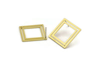 Brass Square Earring, 8 Raw Brass Square Stud Earring With 1 Hole (21x0.80mm) D874 A6190